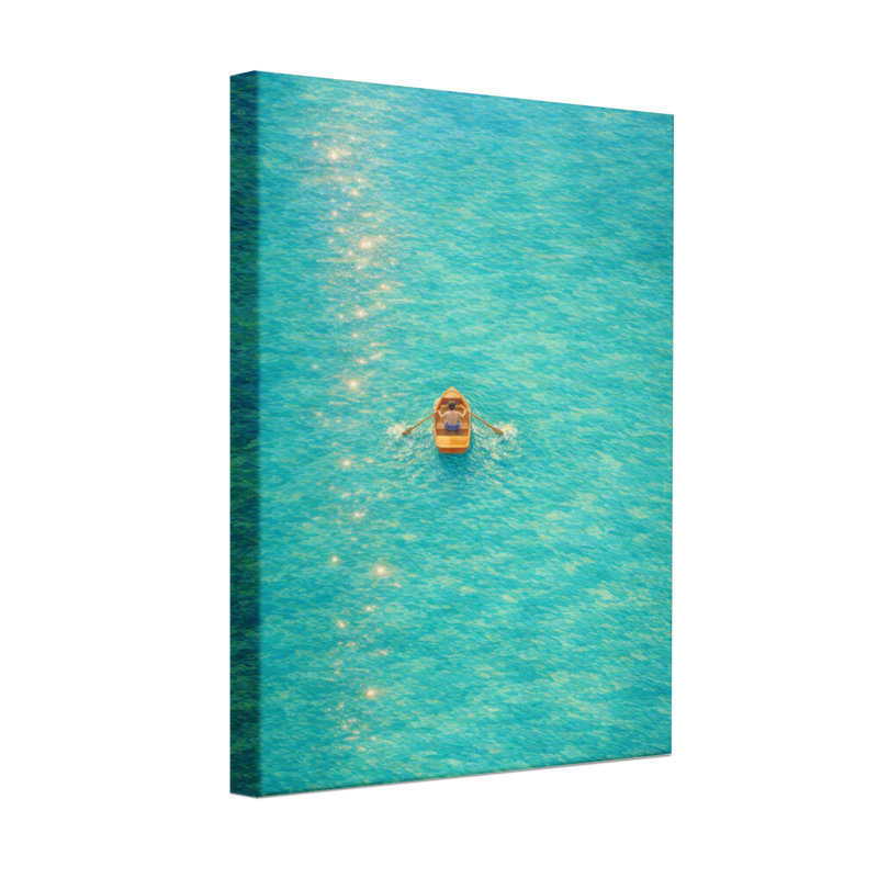 Impression sur toile Scenic & Cityscapes Ocean Blue Water Boat, H 40 po x l 28 po