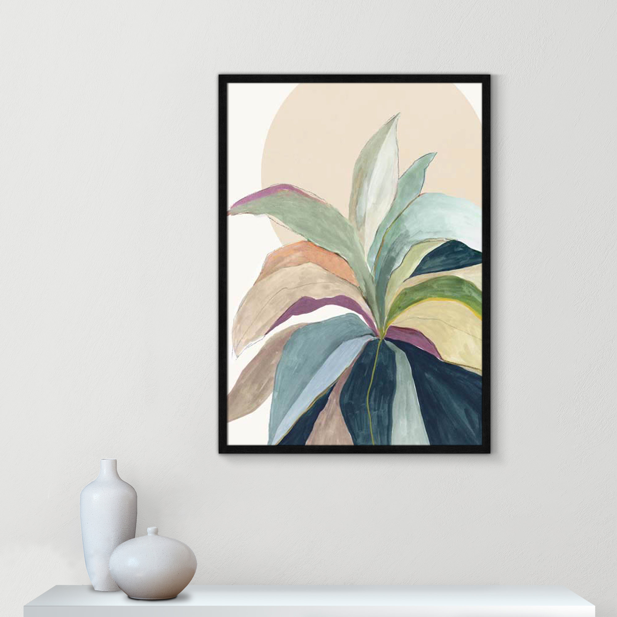 Sunny Bright Leaves II by Asia Jensen, Black Slim Unmatted Picture Framed, 35.5" H x 25.5" W x 0.75" D