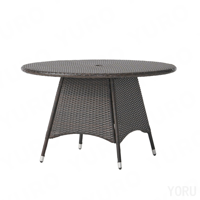 Table de salle à manger, 28.5" H x 46.5" W x 46.5" D, Brown, Wicker