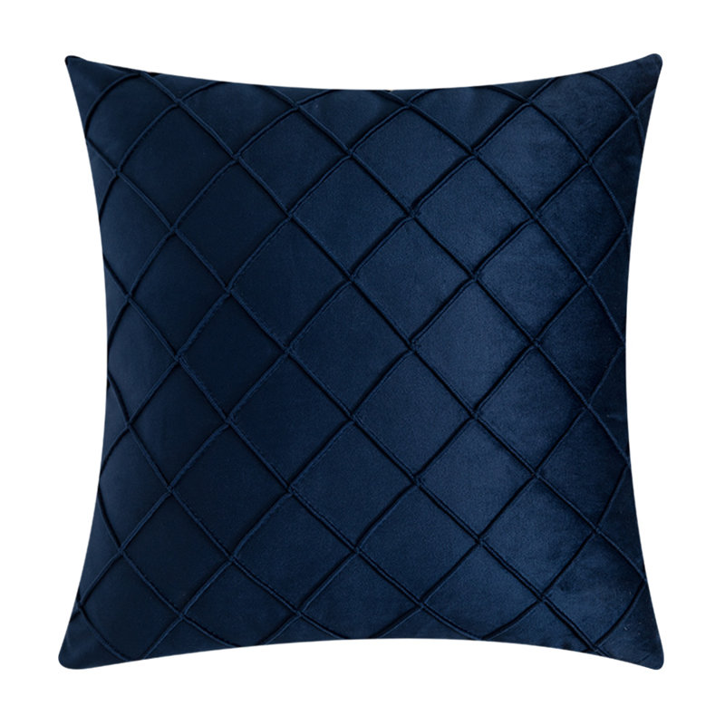 Housse de coussin carré en velours et insert, 20 po x 20 po, Bleu foncé, Housse de coussin seulement - sans coussin