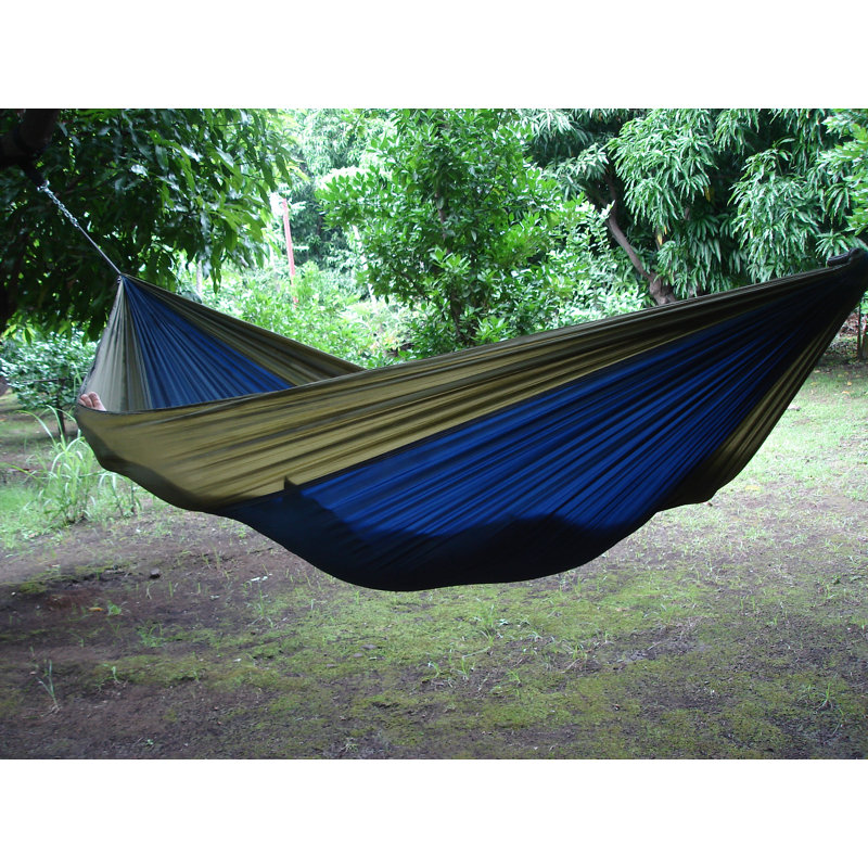 Hamac de camping double Kylee Parachute, Bleu marine / olive, Double