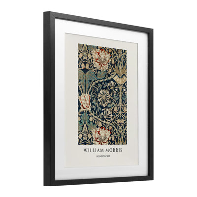 William Morris Honeysuckle Pattern Framed Print Under Glass, design by Vintage Hustle