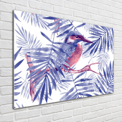 Plants And Bird - No Frame Print on Glass