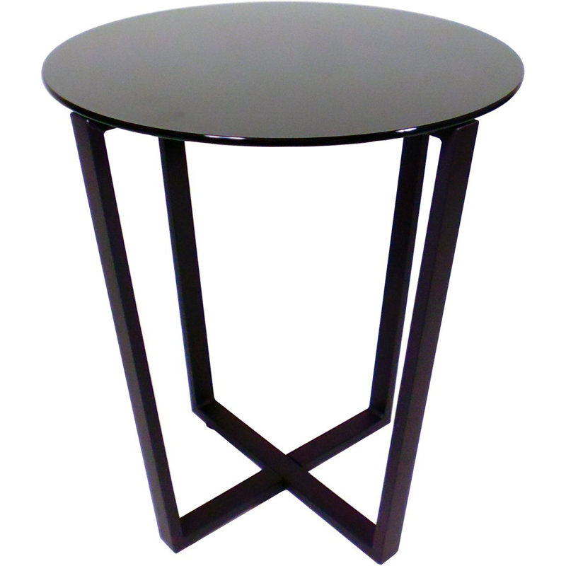 Lexy Glass Top End Table, Black