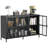 Metal Accent Cabinet with Three Tempered Glass Doors - Adjustable Feet, Multi-Room Use-106647173