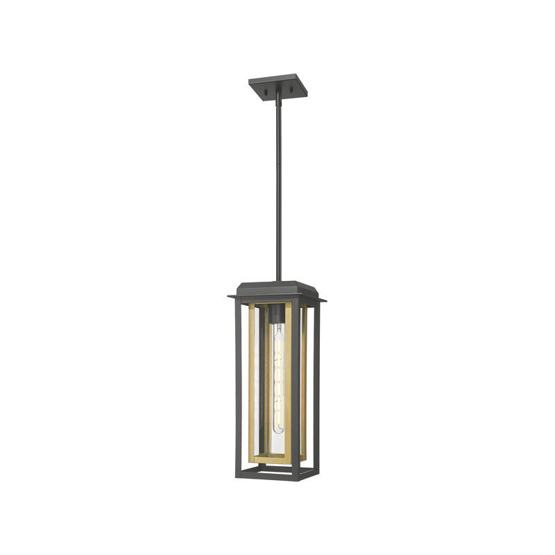 Luminaire suspendu d'extérieur de style bord de mer à 1 lumière de 19 po avec verre transparent Mansfield Mansfield, Clair