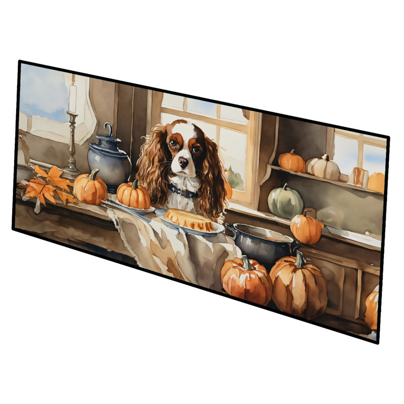 Cavalier Spaniel Fall Kitchen Pumpkins Runner Mat 28x58