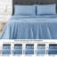 Ensemble de draps en rayonne. 4 draps de lit rafraîchissants avec drap-housse à poche profonde de 16 po. Rayonne douce et soyeuse respirante dérivée de draps en rayonne de refroidissement avec drap plat et taies d'oreiller-132727508-132727514