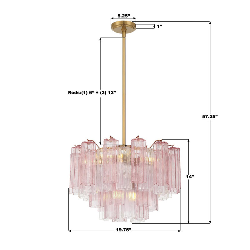 Lustre 6 lumières Wesham, Laiton vieilli