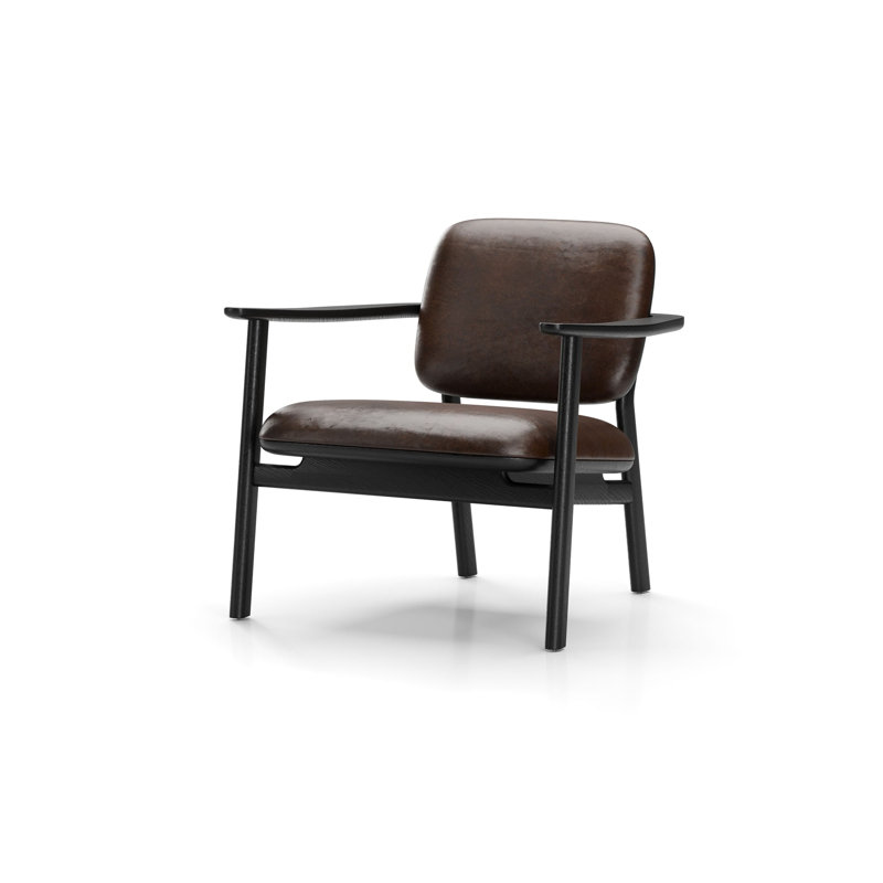 Marea Lounge Chair, Black Oak, Newcastle Dark Brown New 25 Aniline Leather