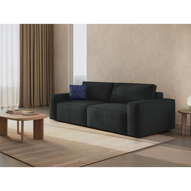 Biles 4 Seater Boucle Sofa Bed, Black