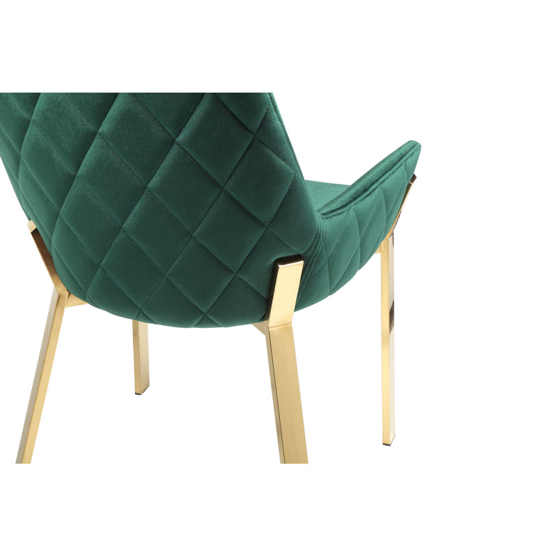     Ensemble de 2 chaises de salle à manger avec accoudoirs capitonnés Pangea Home Hudson, Doré, Velours vert