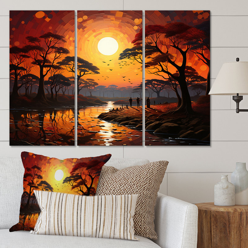 «African Savannah Serenade V» sur toile, reproduction de 3 pièces, H 28 po x l 36 po x P 1 po, Wrapped Canvas