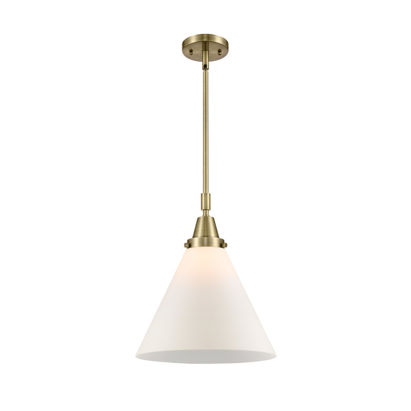Xaniah 1 - Light Single Pendant, Antique Brass, Matte White, 50.125" H x 12" W x 12" D
