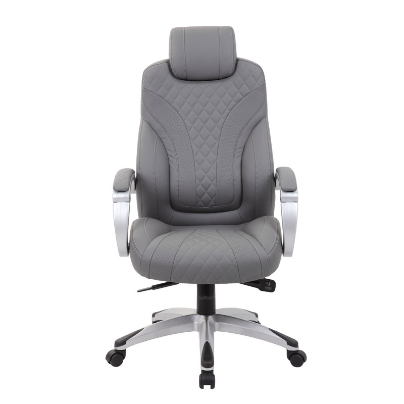 Kelly Rolling Executive Armchair, Gray Stitched-Back Caressoftplus, Caressoft Vinylplus Gray