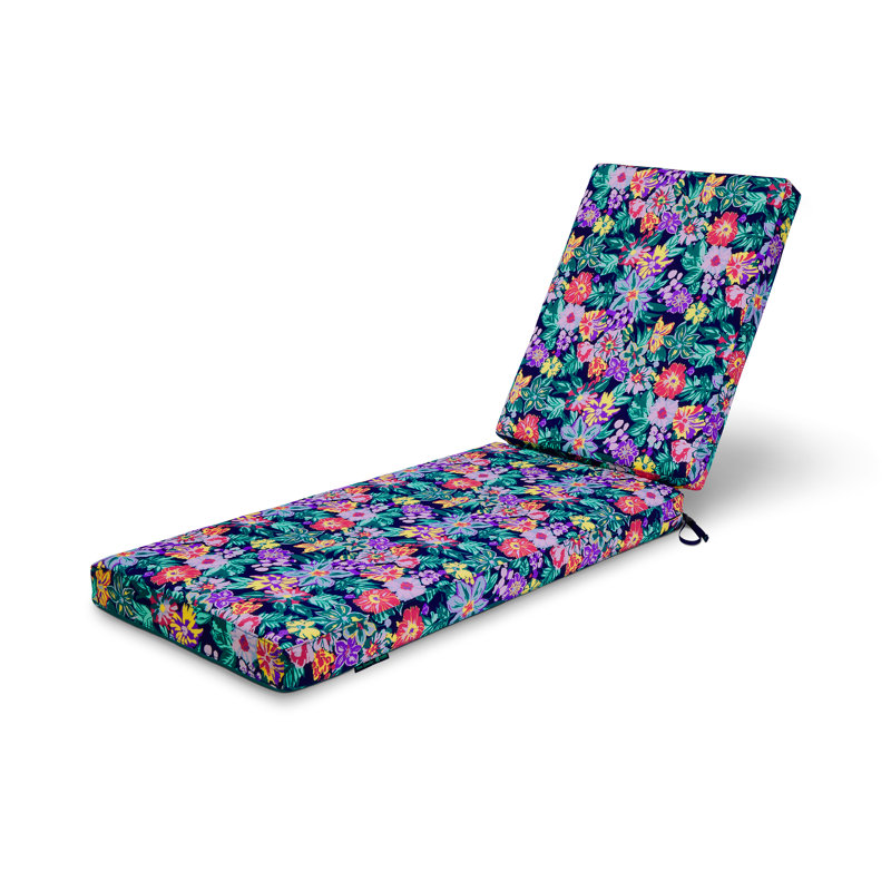 Vera Bradley Outdoor 3" Chaise Lounge Cushion, 44" W x 28" D, Happy Blooms