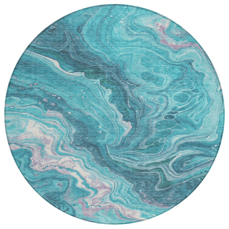 Elius Teal Washable Indoor-Outdoor Rug - LOOMLAN, 2'6" x 3'10"