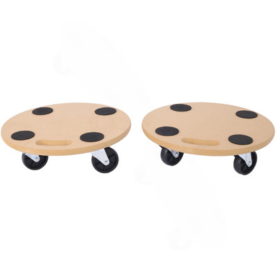 Furniture Moving Dolly, Heavy Duty Wood Rolling Mover With Wheels For Piano Couch Fridge Heavy Items, Securely Holds 500 Lbs (2Pcs 15" Round Platform)