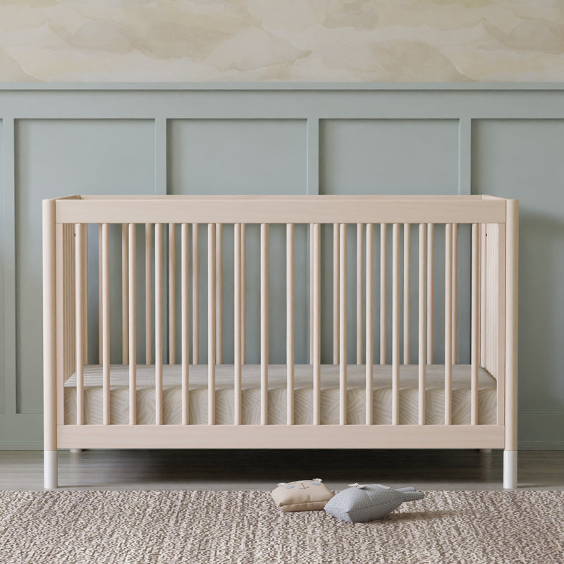 Washed Natural and White Pine 4-in-1 Convertible Toddler Crib