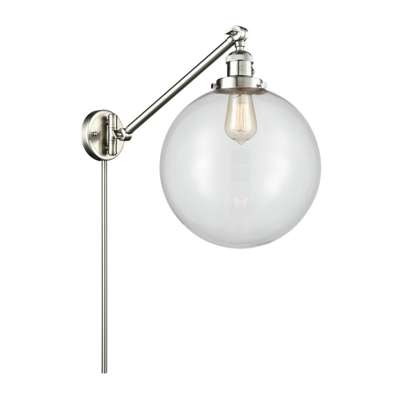 Swing Arm Sconce, Clear, Brushed Satin Nickel