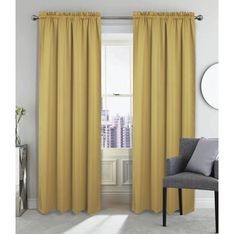 Twilight Blackout Thermal Rod Pocket Single Window Curtain Panel, Sesame, 54" W x 84" L