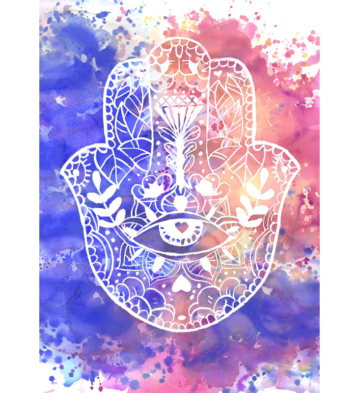 Main Hamsa - Toile de formes roses pour la maison | Art élégant