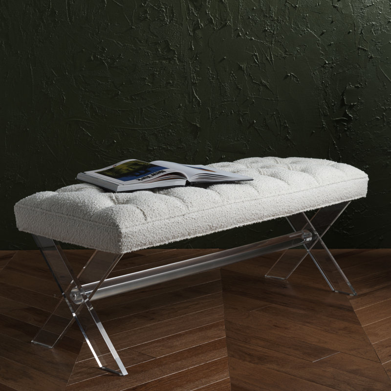 Bree Velvet Upholstered Bench, Ivory