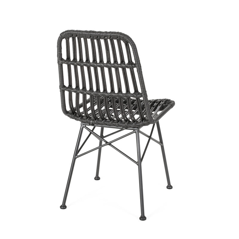 Grey And Metal Dining Chairs - Of 2 For Outdoor Elegant Wrapped Design Backyard Chairs Make Your Area More Attractive