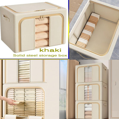 66L Large Capacity Collapsible Closet Clothes Organizer with Handles for Clothes, Ties, Pillows and Duvet Covers