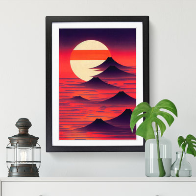 Mellon Japanese Sunset Silhouette - Framed Print