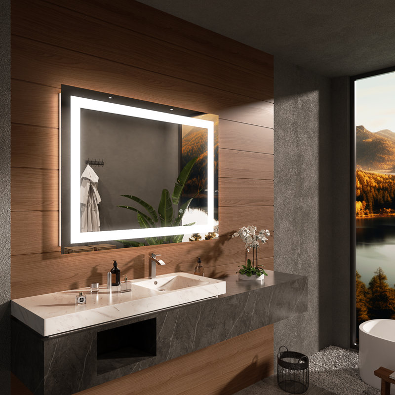 Rectangular Frameless Led Wall Mounted Bathroom Vanity Mirror, 48" x 32"