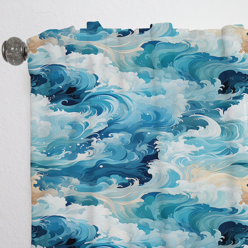 Motif tropical II - rideau en velours tropical obscurcissant - 1 panneau Oceanic Mirage, L 52 po x L 108 po