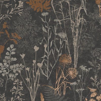 Zen Floral Metallic Wallpaper Double Roll