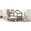 Lit simple en bois avec tiroirs, noyer