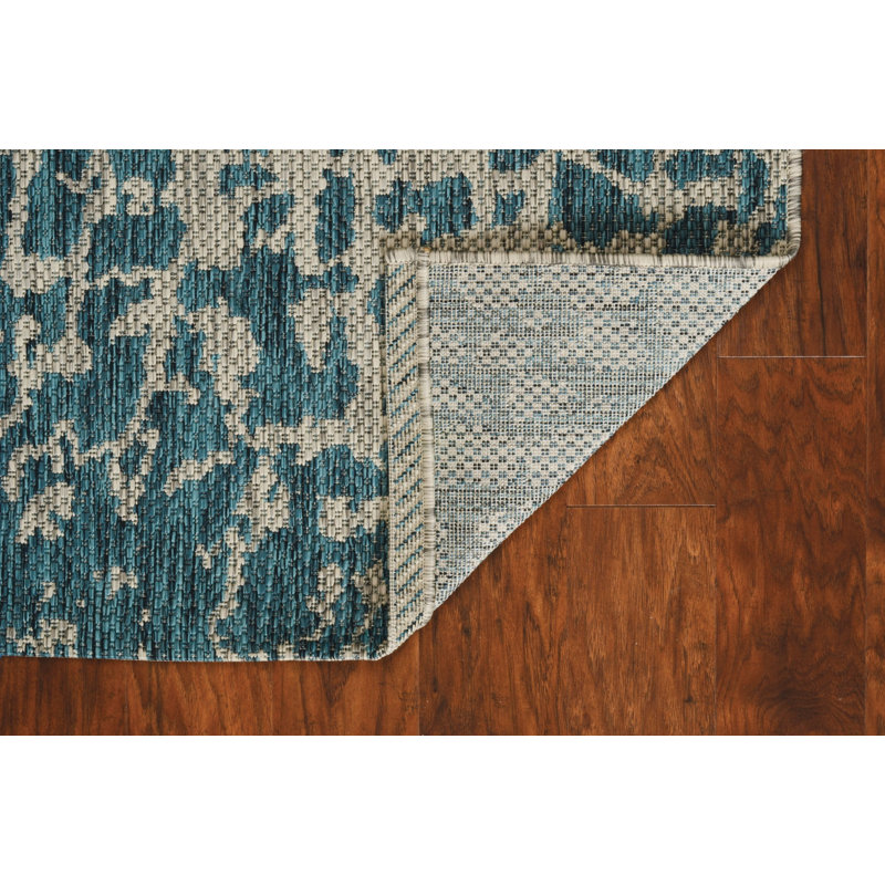 Tapis d'intérieur tissé à la machine 3 pi x 5 pi bleu sarcelle imprimé UV