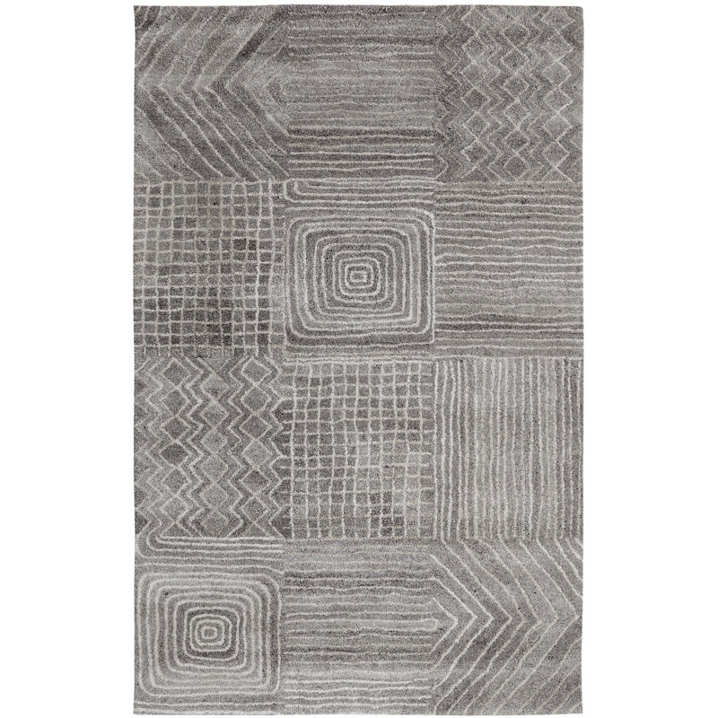 Tapis gris touffeté à la main Elington