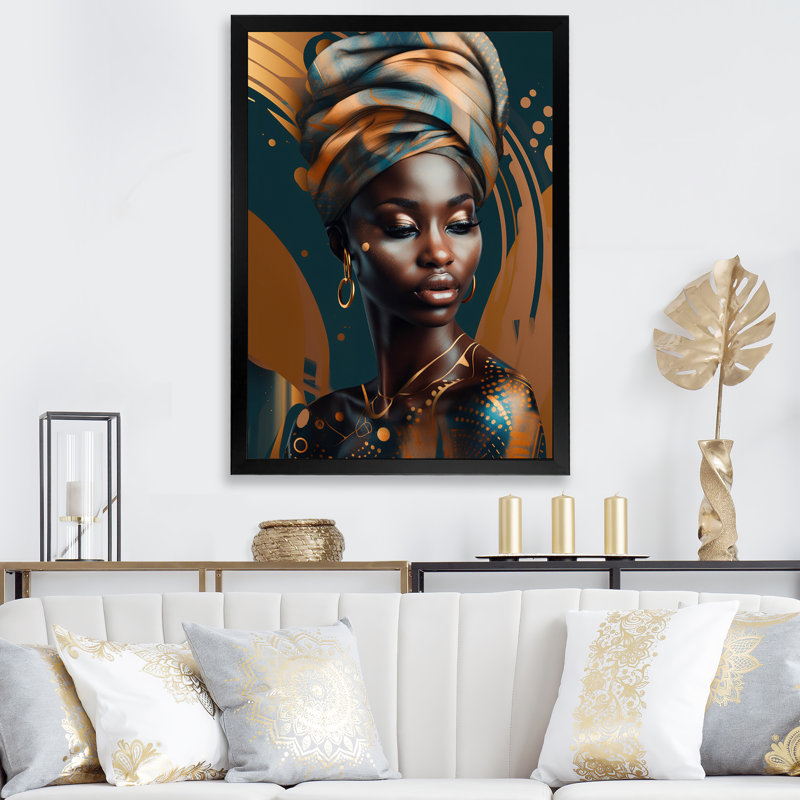 «African Chromatique Woman II - Woman», reproduction sur toile encadrée, H 44 po x l 34 po, Cadre photo noir