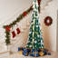 Arbre de Noël artificiel escamotable 7 pi, PVC vert, 200 DEL blanc chaud, télécommande, or et argent