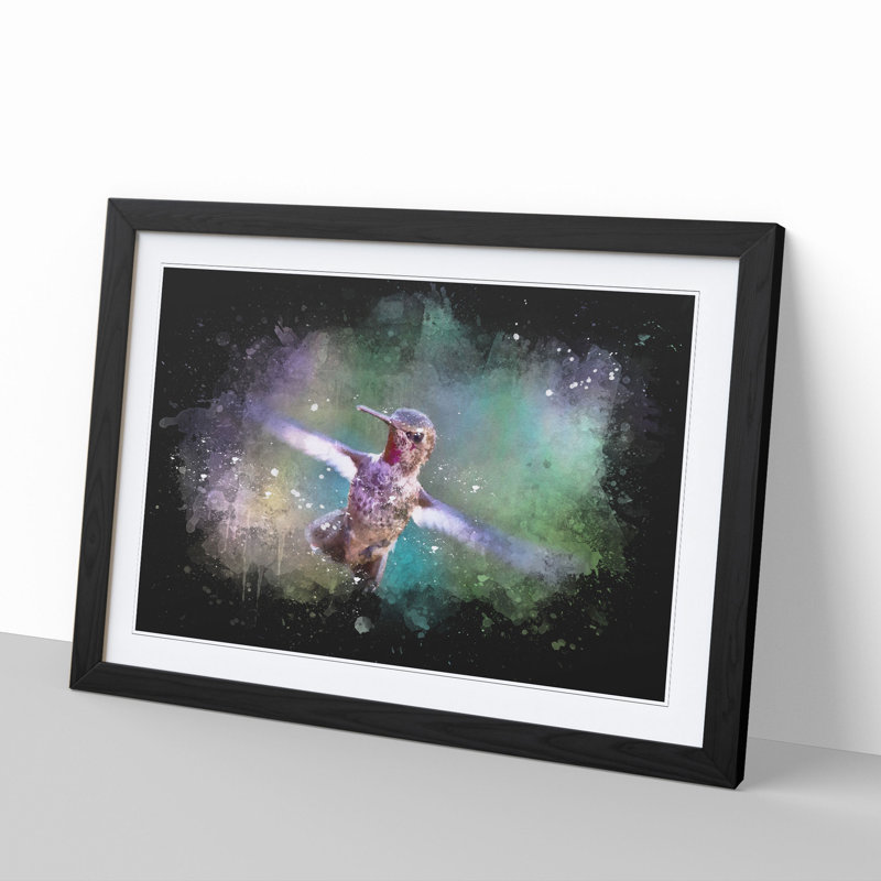 Hummingbird Vol.2 - Picture Frame Painting, Black, 48cm H x 65cm W x 2cm D