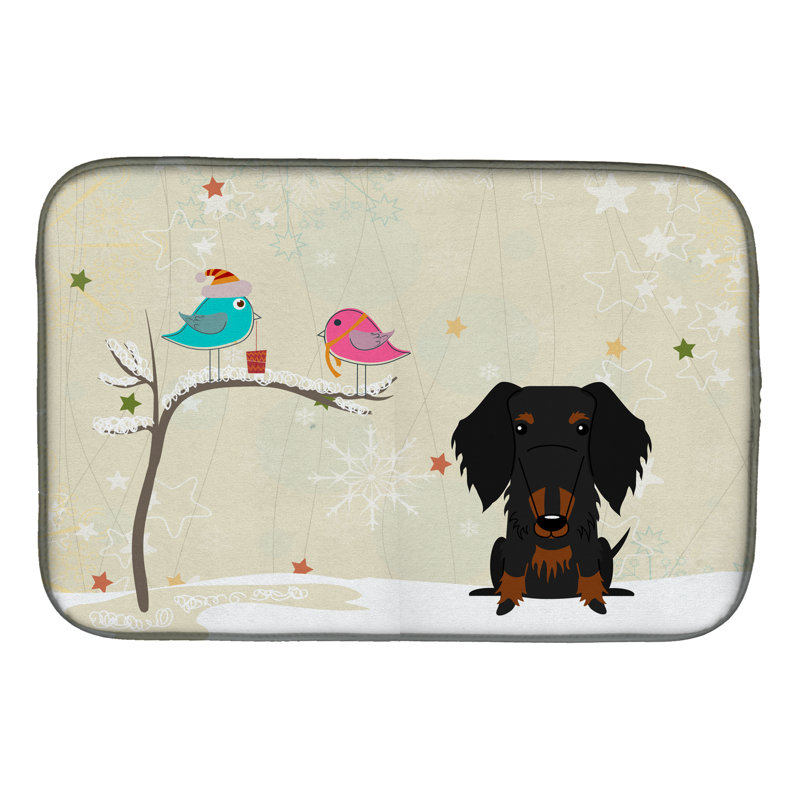 Tapis de séchage teckel de noël entre amis fils à poils, Noir / brun clair