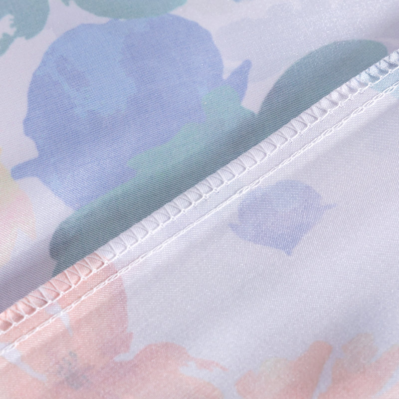 Taie d'oreiller à motif floral, Blanc / bleu / orange
