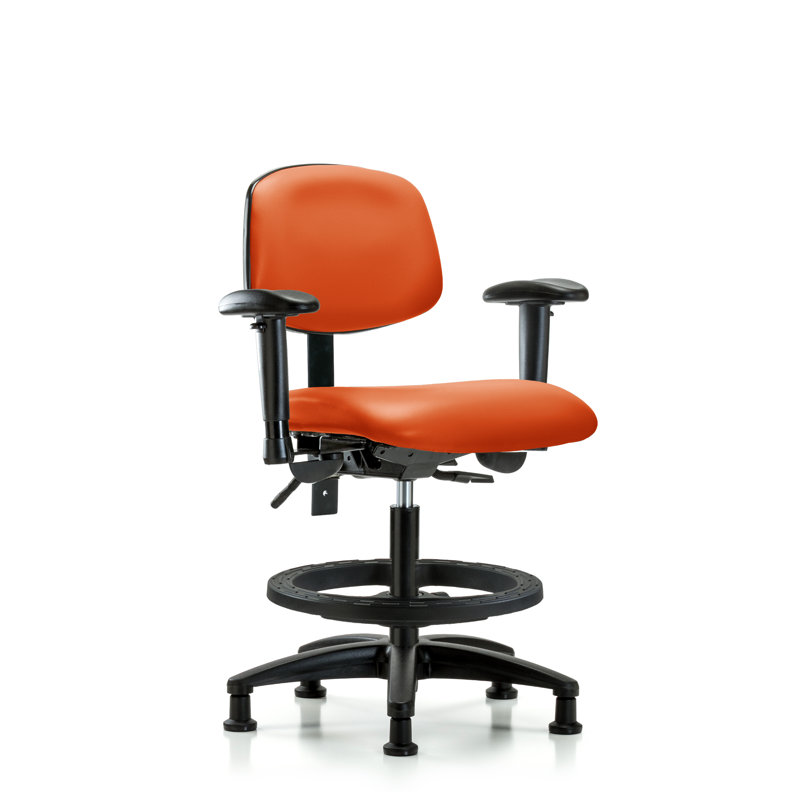 Baca Vinyl Drafting Chair, Glides, Included, Orange
