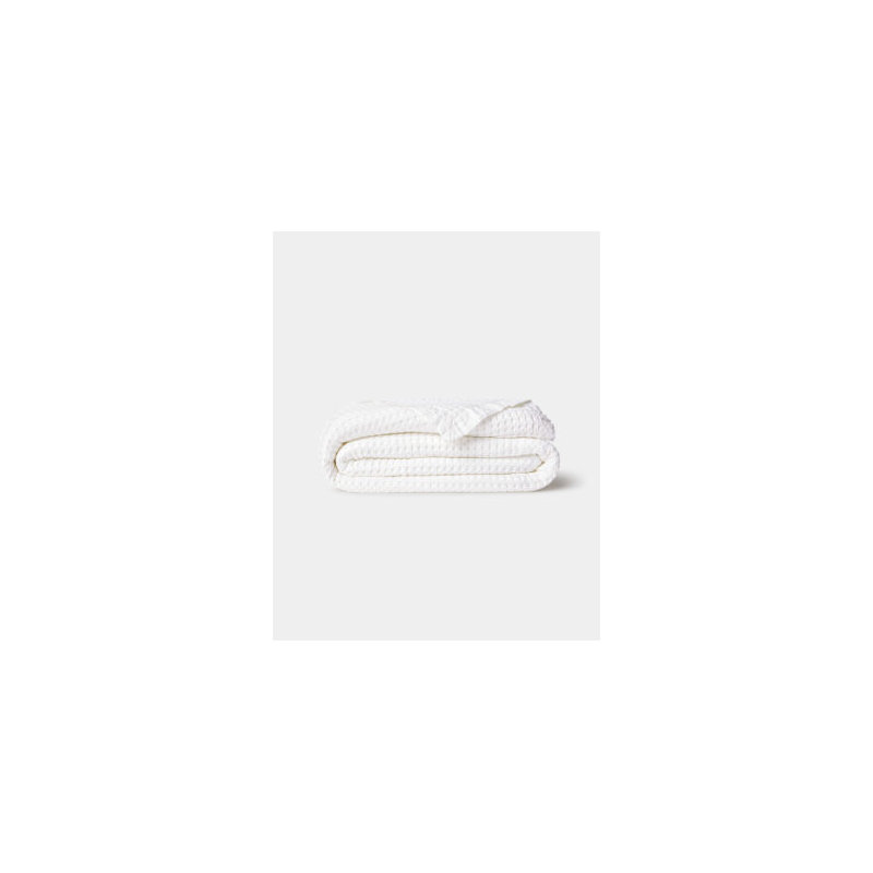 Waffle Weave Cotton Blanket, White, Queen