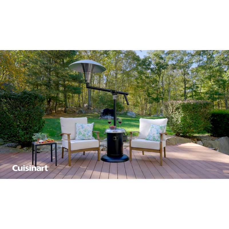 Extra Large Black and Silver Propane Patio Heater with Drink Table