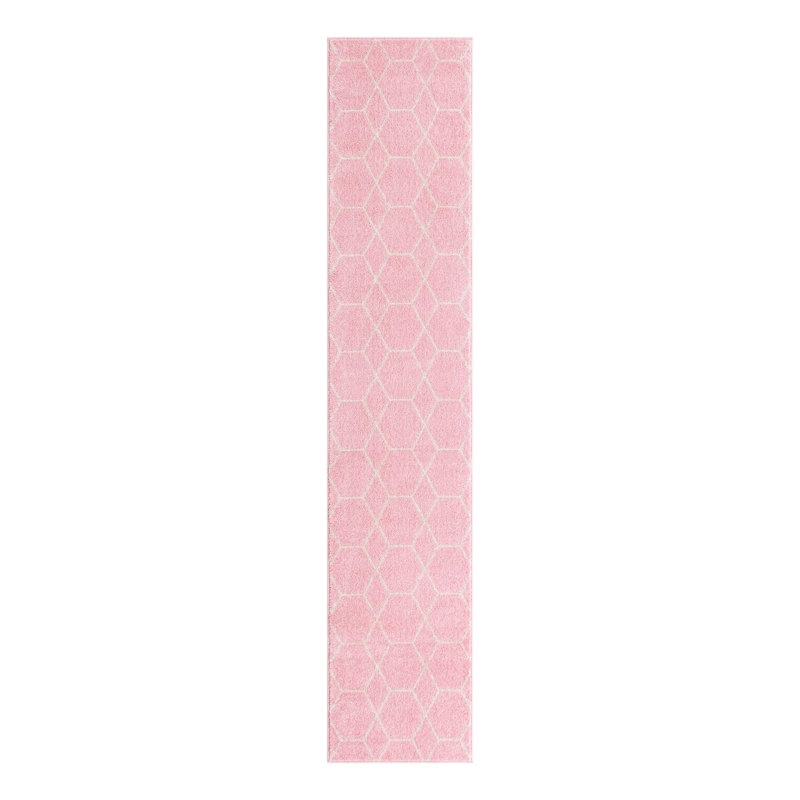 Tapis géométrique Debrodie, Tapis de couloir 2 pi x 6 pi 1 po, Pink