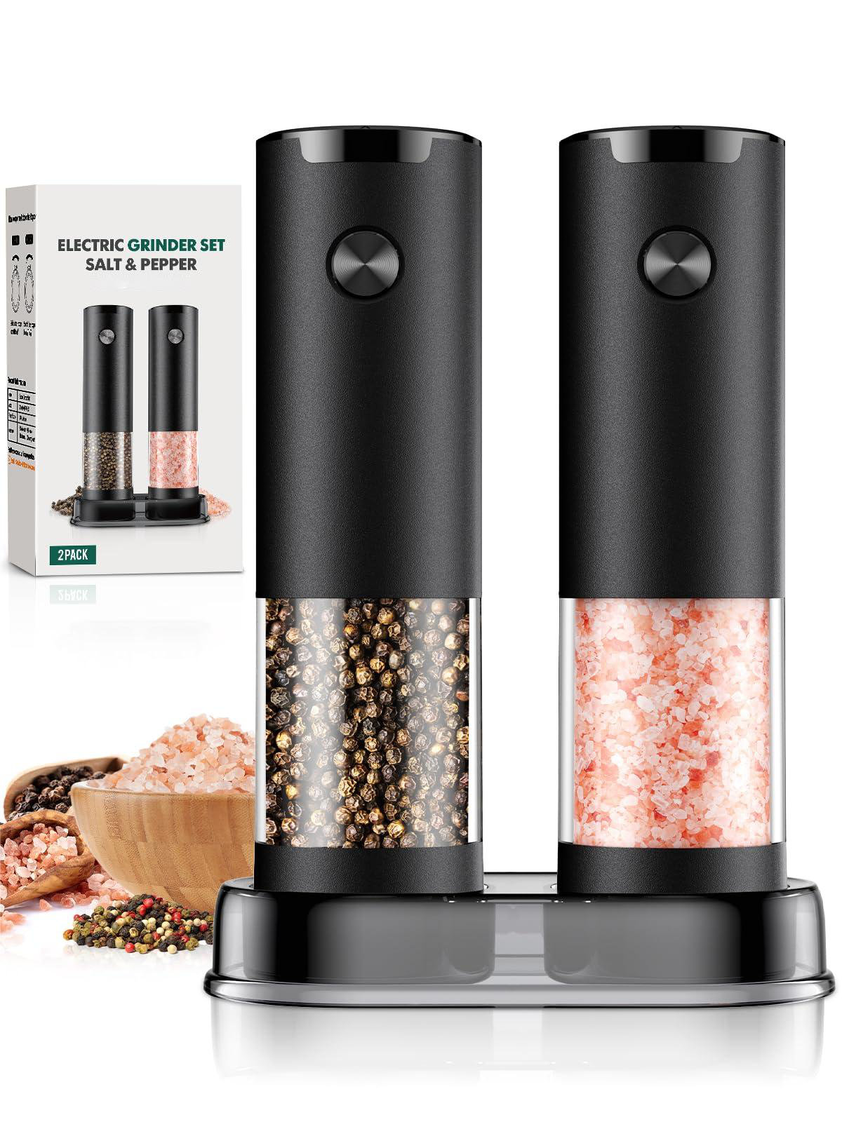 Rechargeable Electric Salt And Pepper Grinder Set - Top-Refill, Adjustable Coarseness, 110ml Capacity, With LED Light - View #10
