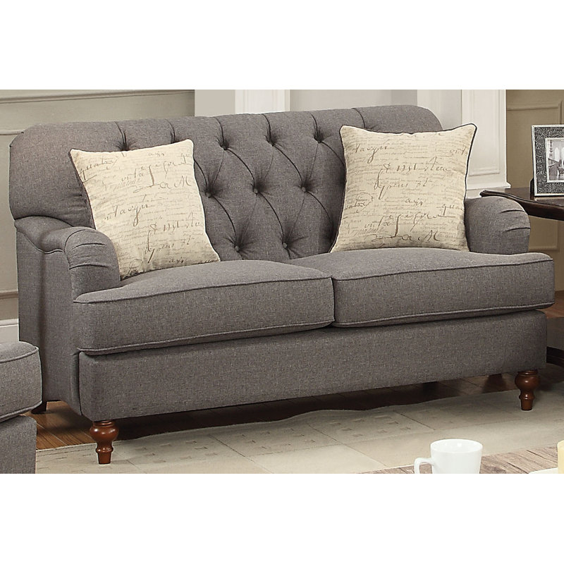 Niel 61" Charles of London Loveseat, Dark Gray Microfiber