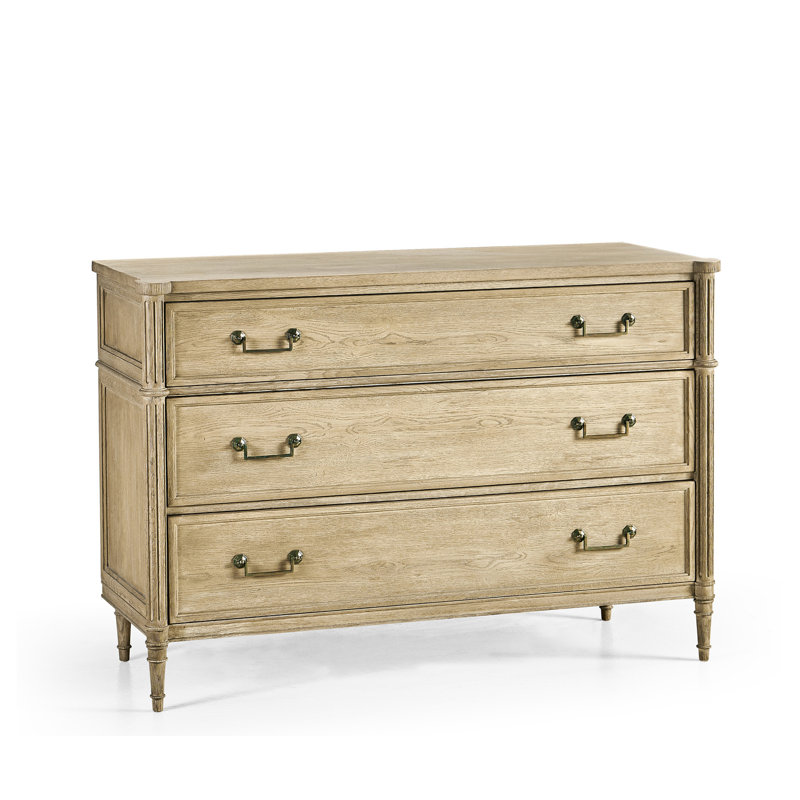 Kalpa Louis XVI 3 - Drawer Solid Wood Dresser, Bleached Chestnut