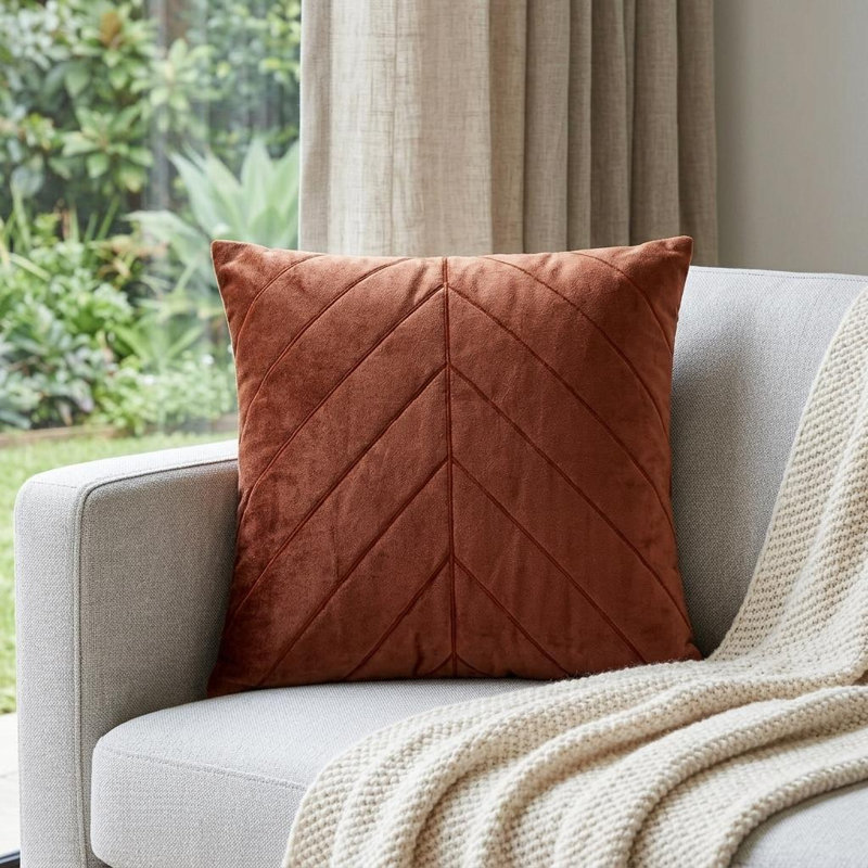Coussin décoratif en velours matelassé rose, Orange