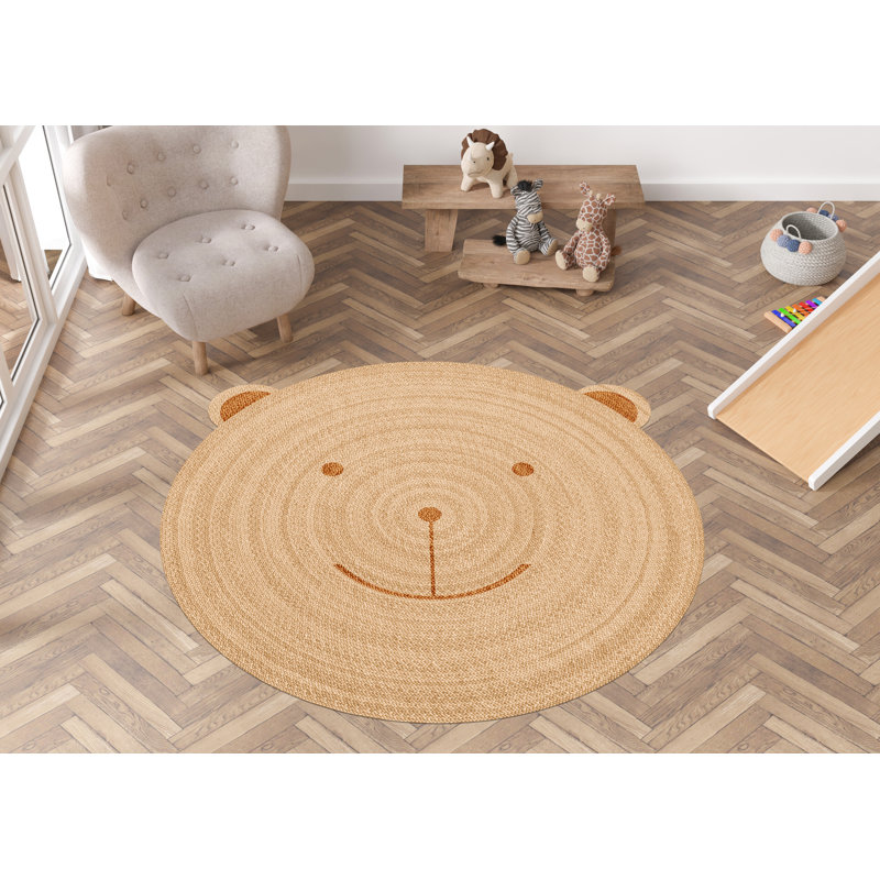 Round Canelo Vinyl Machine Printed Area Rug, Round 3'3.4"